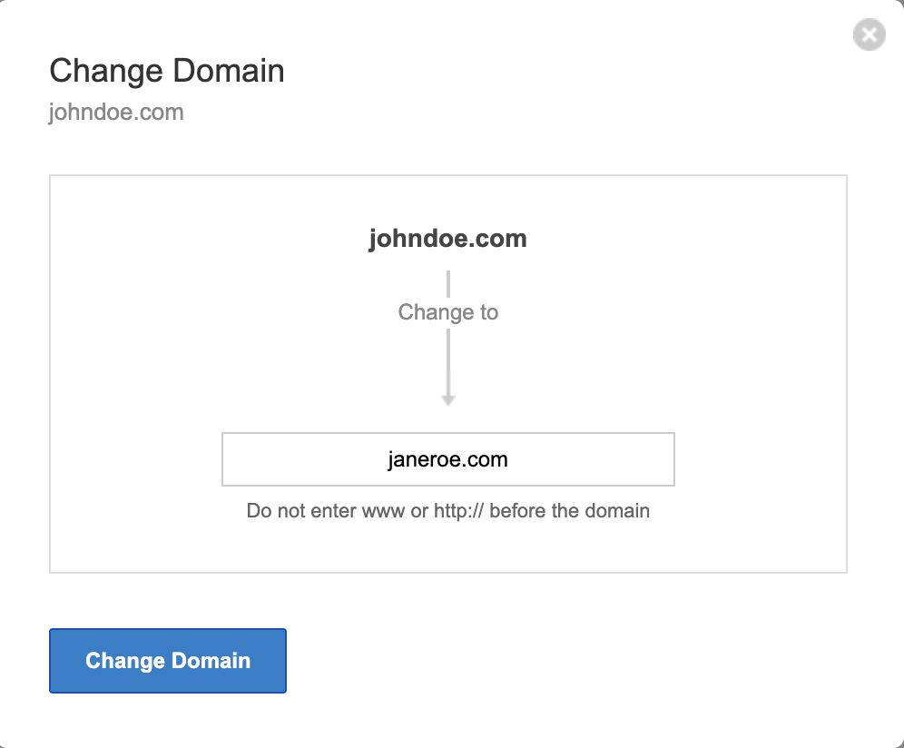 Change Domain confirm